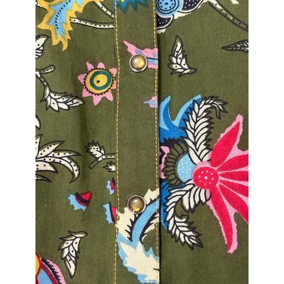 Ivy Jane Perfect Bliss Blouse Pearl Snap Top Women's Large Floral Green Western - Picture 9 of 14